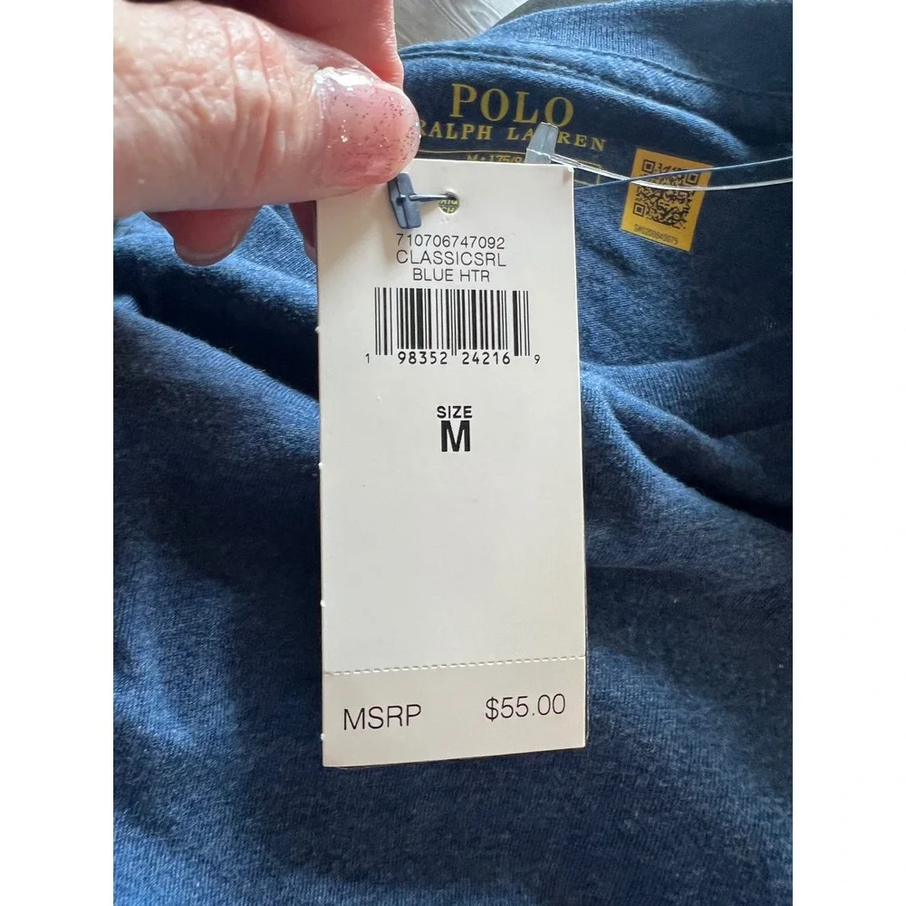 Polo Ralph Lauren Mens Classic Fit T-Shirt Blue Heather Pony Logo NWT Size M